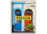 Vianmo Insegna Di Latta 40X30 Cm Sizilien Architektur Mittelalter Blume