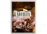 Vianmo Insegna Di Latta 40X30 Cm Sizilien Italien Gerichte Tintenfisch