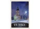 Vianmo Insegna In Legno 18X12 Cm Turku Finnland Kirche Schnee Winter