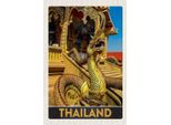 Vianmo Insegna In Legno 18X12 Cm Thailand Asien Drachen Bunt Tempel