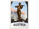 Vianmo Insegna In Legno 18X12 Cm ÖSterreich Skulptur Mann Geige Gold