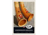 Vianmo Insegna In Legno 18X12 Cm Confoederatio Helvetica Alphorn
