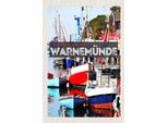 Vianmo Insegna In Legno 18X12 Cm WarnemüNde Ostseebad Schiffe Boot