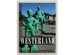 Vianmo Insegna Di Latta 40X30 Cm Westerland Skulptur Reisende Riese