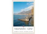 Vianmo Insegna In Legno 18X12 Cm Villeneuve-Genf Schweiz Wanderung