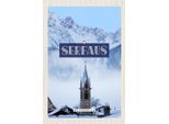 Vianmo Insegna In Legno 18X12 Cm Serfaus Schnee Berge Kirche Winter
