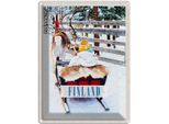 Vianmo Insegna Di Latta 40X30 Cm Finnland Schnee Kind Hirsch Schlitten