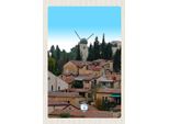 Vianmo Insegna In Legno 18X12 Cm Israel Stadt WindmüHle Natur