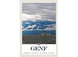Vianmo Insegna In Legno 18X12 Cm Genf Schweiz Schiffe Gebirge Himmel