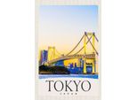 Vianmo Insegna In Legno 18X12 Cm Tokio Asien Japan BrüCke Hochhaus