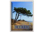 Vianmo Insegna Di Latta 40X30 Cm Hiddensee Leuchtturm Baum Weide Wiese