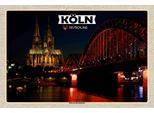 Vianmo Insegna In Legno 12X18 Cm KöLn HohenzollernbrüCke Nacht