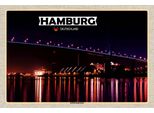Vianmo Insegna In Legno 12X18 Cm Hamburg KöHlbrandbrüCke Nacht