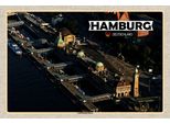 Vianmo Insegna In Legno 12X18 Cm Hamburg Blick Auf LandungsbrüCken