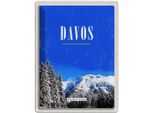 Vianmo Insegna Di Latta 40X30 Cm Davos Winterzeit Skiurlaub Wintertour