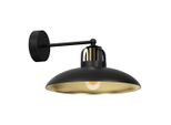 Lampada Da Parete Industriale Nera E Paralume Oro Felix 1Xe27 60W Milagro
