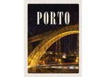 Vianmo Insegna In Legno 40X30 Cm Porto Portugal BrüCke Nacht Bild