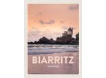 Vianmo Insegna In Legno 40X30 Cm Biarritz France Sonnenuntergang