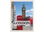 Vianmo Insegna In Legno 40X30 Cm London Telephone Retro
