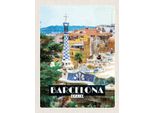 Vianmo Insegna In Legno 40X30 Cm Barcelona Spain Spanien Panorama