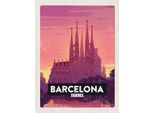 Vianmo Insegna In Legno 40X30 Cm Barcelona Malerisches Bild Kunst