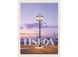 Vianmo Insegna In Legno 40X30 Cm Lisbon Portugal Sonnenuntergang