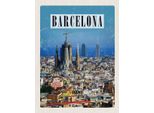 Vianmo Insegna In Legno 40X30 Cm Barcelona Spanien Blick Auf Stadt