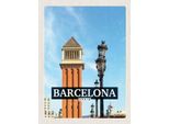 Vianmo Insegna In Legno 40X30 Cm Barcelona Spanien Bild Tag Mosaik