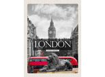 Vianmo Insegna In Legno 40X30 Cm London England Big-Ben Schwarz Weiß
