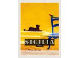 Vianmo Insegna In Legno 40X30 Cm Sizilien Italien Malerisches Bild Katze
