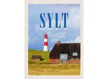 Vianmo Insegna In Legno 40X30 Cm Sylt HäUser Dach Aus Moos Leuchtturm