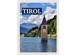 Vianmo Insegna In Legno 40X30 Cm Tirol ÖSterreich Kirchturm Im Wasser