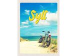 Vianmo Insegna In Legno 40X30 Cm Sylt Strand Meer Sand Sommer Fahrrad