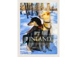 Vianmo Insegna In Legno 40X30 Cm Finnland Schnee Winterzeit Wald Hunde