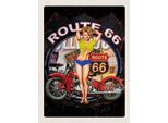 Vianmo Insegna In Legno 40X30 Cm Usa Amerika Route Us 66 Biker Frau