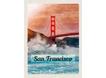 Vianmo Insegna In Legno 40X30 Cm San Francisco Wellen Meer BrüCke