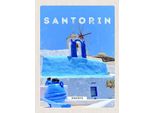 Vianmo Insegna In Legno 40X30 Cm Santorini Greece Griechenland Blau