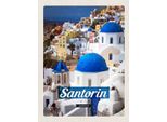 Vianmo Insegna In Legno 40X30 Cm Santorini Greece Stadt Weiß Blau