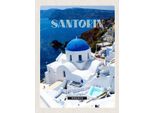 Vianmo Insegna In Legno 40X30 Cm Santorini Greece GebäUde Weiß Blau