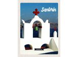 Vianmo Insegna In Legno 40X30 Cm Santorini Greece Meer Weiß Blau