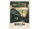 Vianmo Insegna In Legno 40X30 Cm Berlin Deutschland Fernsehrturm 90Er
