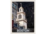 Vianmo Insegna In Legno 40X30 Cm Usa Amerika Boston SehenswüRdigkeit