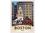 Vianmo Insegna In Legno 40X30 Cm Amerika Usa Boston Architektur