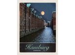 Vianmo Insegna In Legno 40X30 Cm Hamburg Deutschland Fluss Nacht Trip