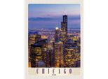 Vianmo Insegna In Legno 40X30 Cm Chicago Amerika Usa Hochhaus Abend