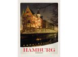 Vianmo Insegna In Legno 40X30 Cm Hamburg Deutschland BrüCke Kirche