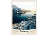 Vianmo Insegna In Legno 40X30 Cm Norwegen Winterzeit Schnee Meer
