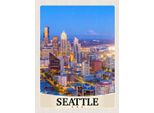 Vianmo Insegna In Legno 40X30 Cm Seattle Usa Amerika Stadt Abend