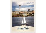Vianmo Insegna In Legno 40X30 Cm Seattle Usa Boot Schiff Stadt Meer