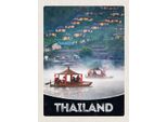 Vianmo Insegna In Legno 40X30 Cm Thailand Asien Fluss Natur HäUser Boot